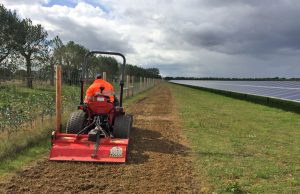 Tractor at solar farm